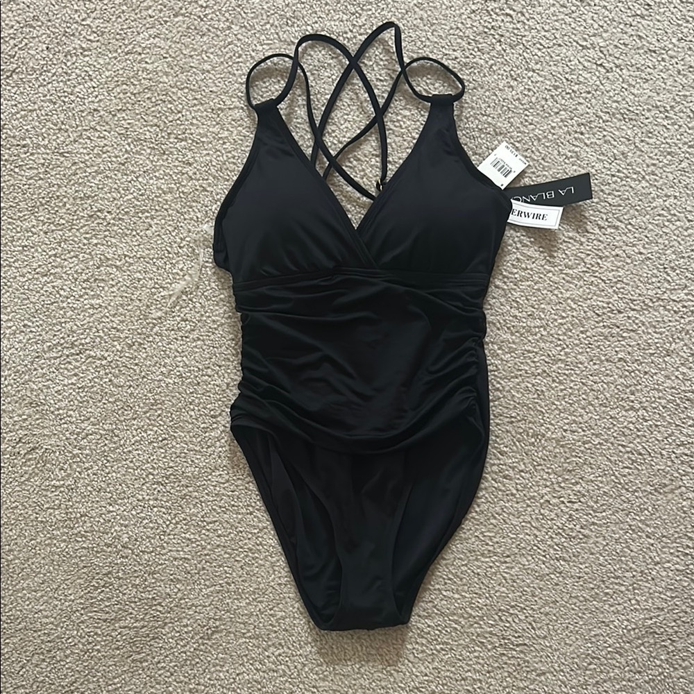 La Blanca Black Strappy One-Piece Swimsuit